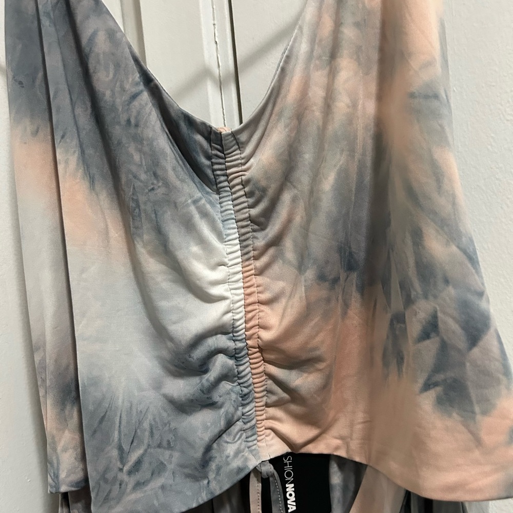 Blue and Cream Tie-Dye Jumpsuit - Picture 10 of 11
